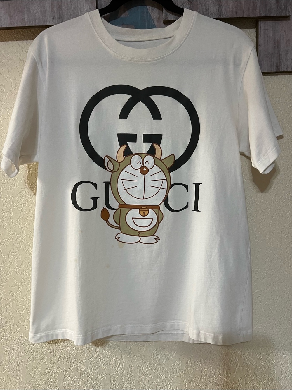 Gucci x Doraemon White T-Shirt, size XS, Oversized.